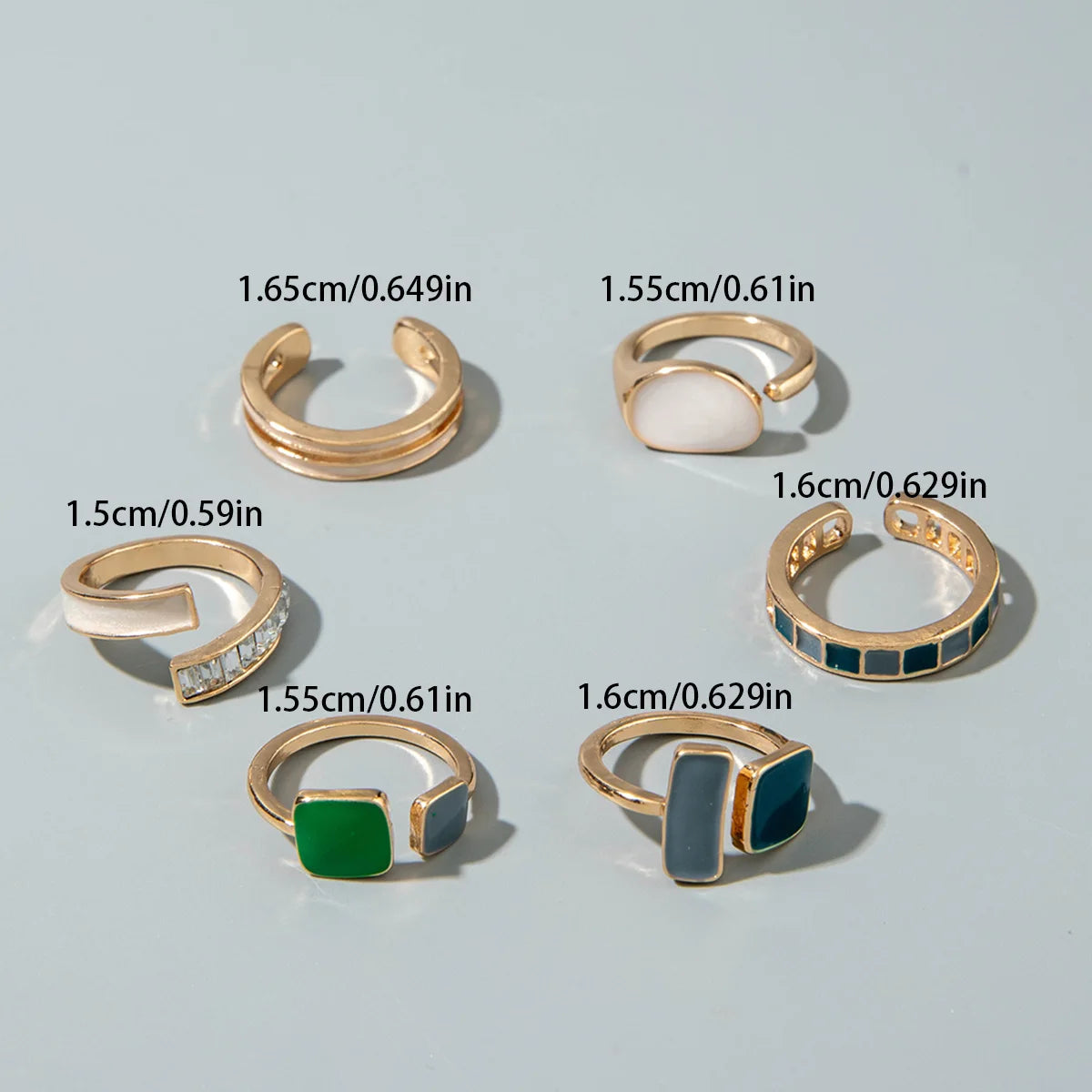 Tocona Fashion Elegant Circle Geometry Opening Joint Rings Set for Women Men Trendy Alloy Heavy Metal Party Wedding Jewelry