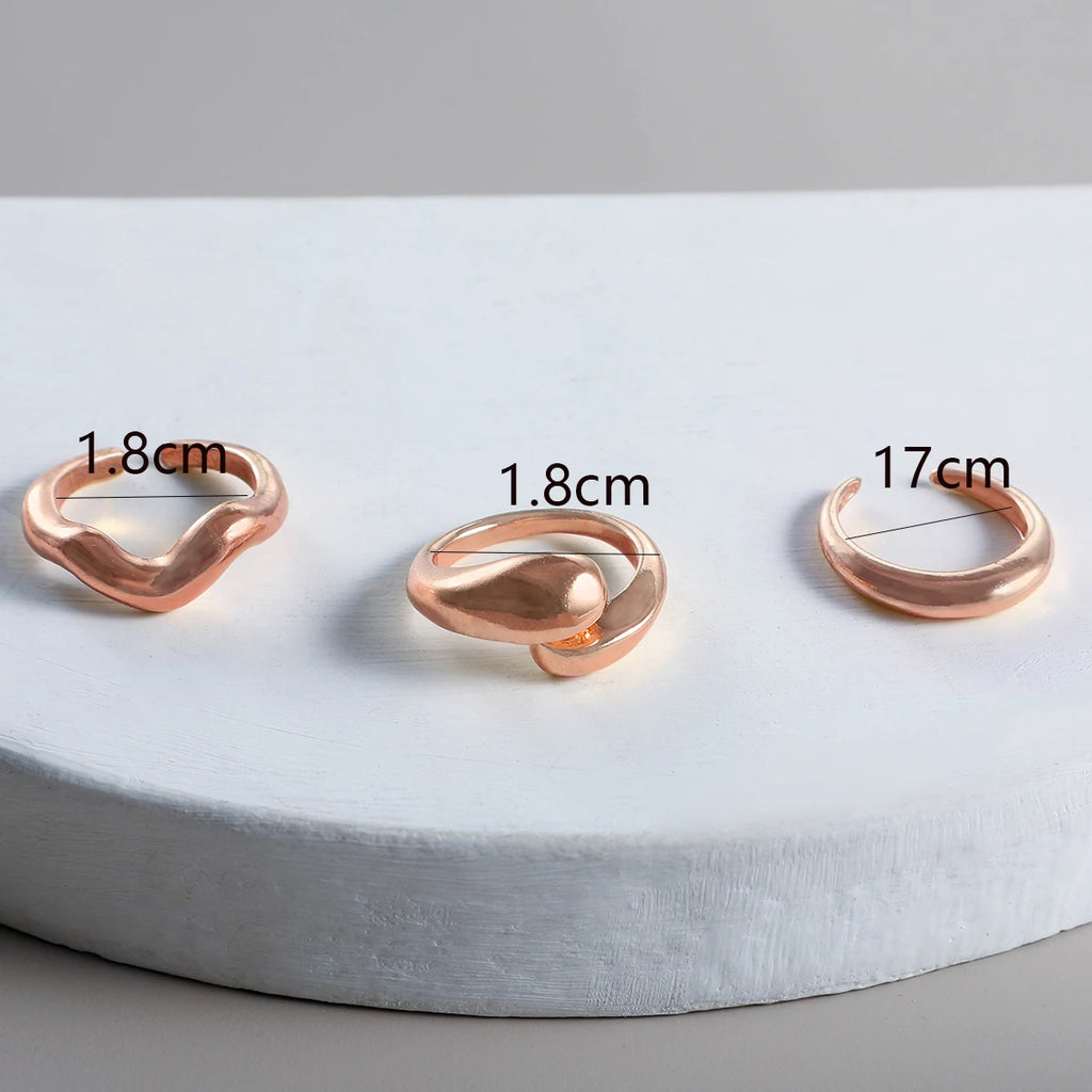 Tocona Fashion Elegant Circle Geometry Opening Joint Rings Set for Women Men Trendy Alloy Heavy Metal Party Wedding Jewelry