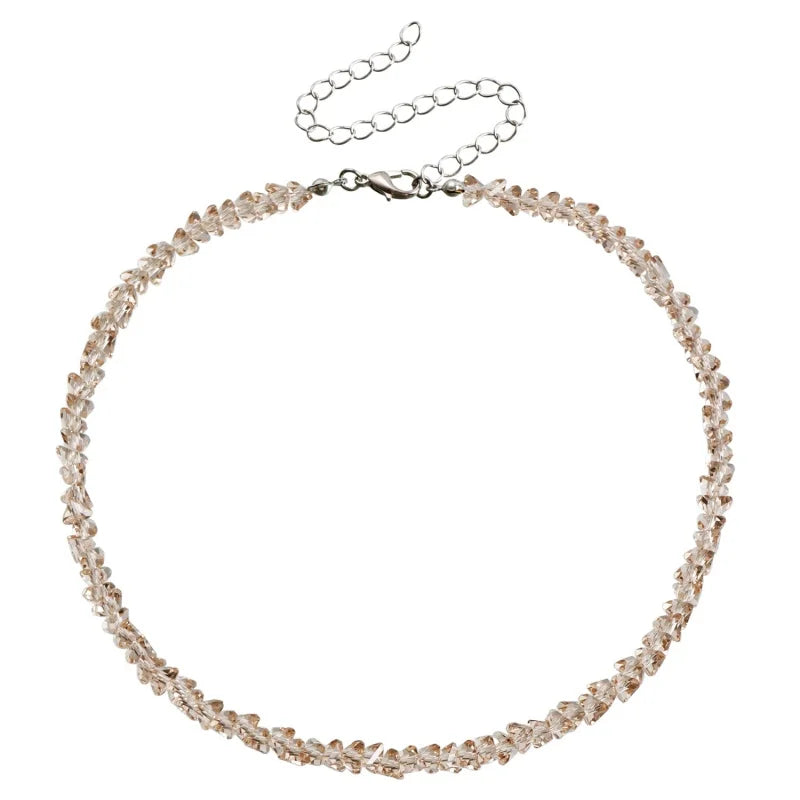 Transparent Crystal Irregular Beaded Choker Necklace for Women