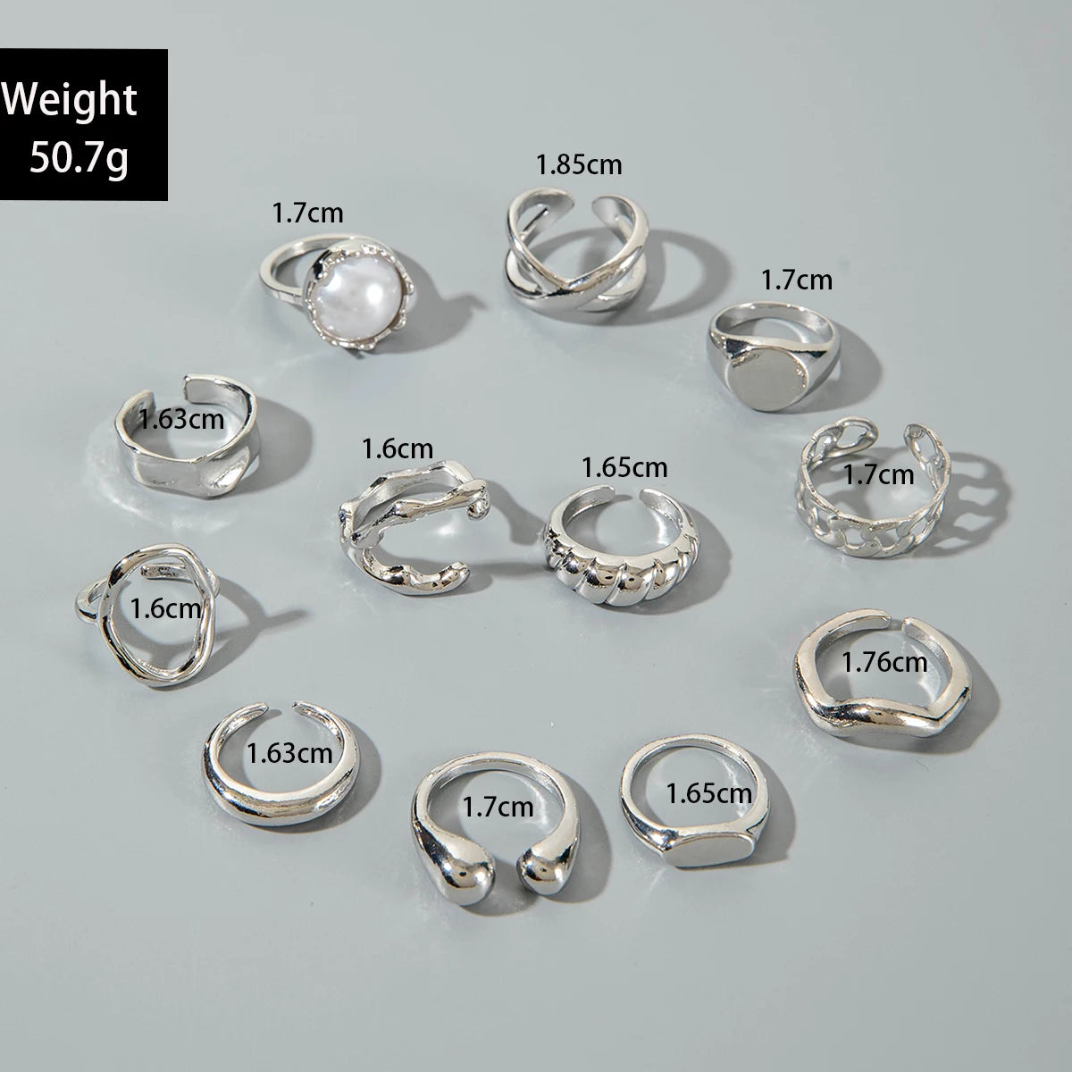 Tocona Fashion Elegant Circle Geometry Opening Joint Rings Set for Women Men Trendy Alloy Heavy Metal Party Wedding Jewelry