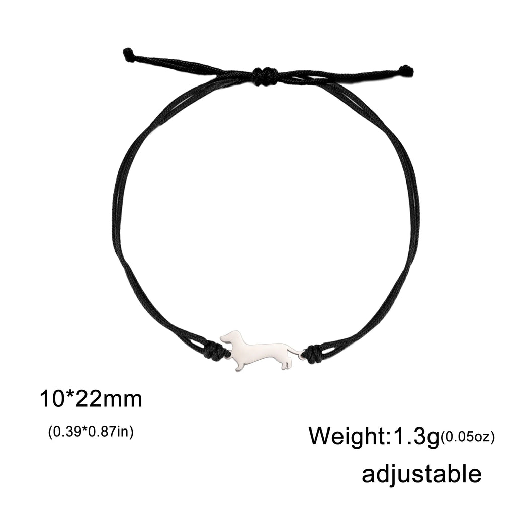 Cute Dachshund Dog Stainless Steel Bracelet for Women's Valentine's Day Commemorative Day Jewelry and Gift Wholesale