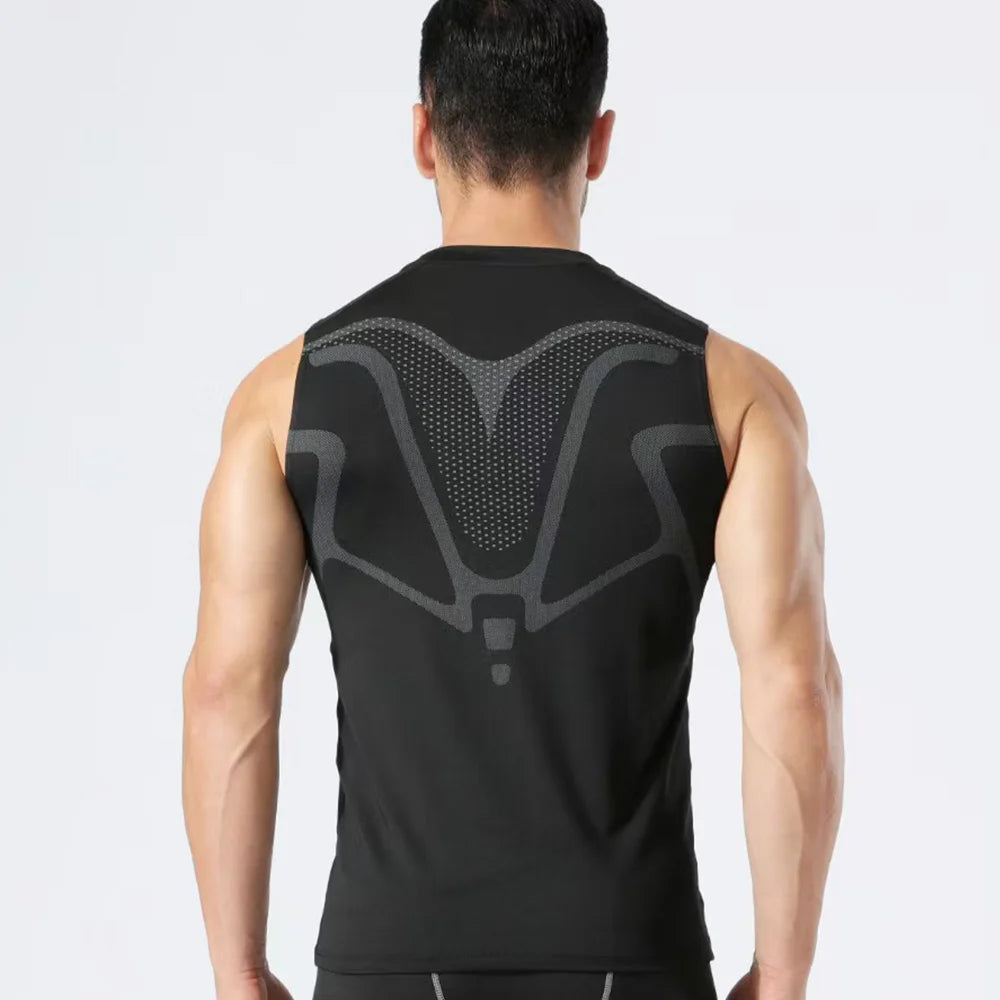 Men Quick Dry Running T-Shirts Compression Vest Sleeveless Quick-Drying Jersey Training Shirt Gym Mens Tank Top