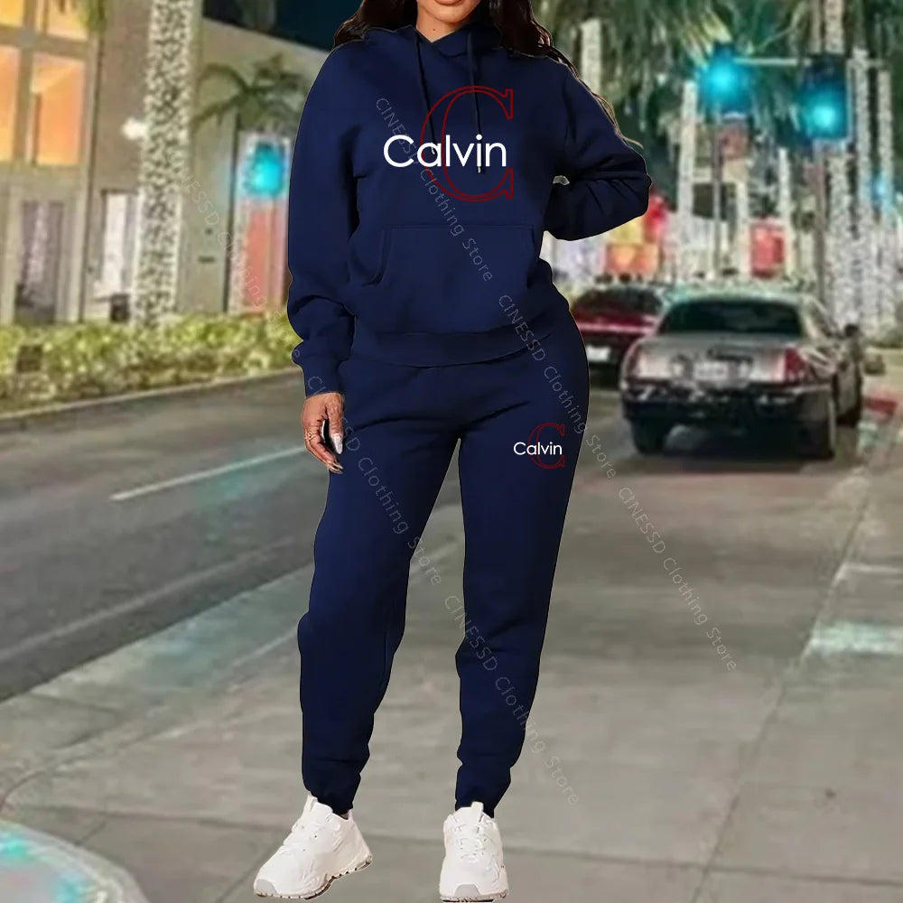 Women's Tracksuit Hoodies Pants Matching Set Fall Winter Athleisure Luxury Designer Aesthetic Jogging Sweatpants Set for Woman