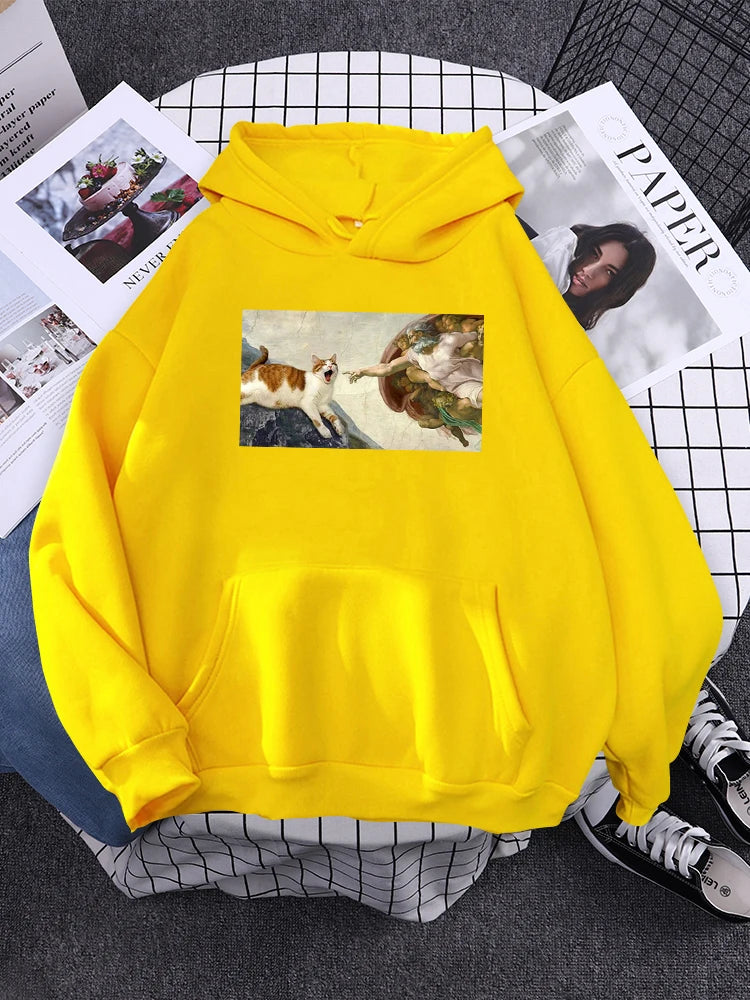 Hoodies  Cat Printing 2024 New Autumn Women'S Hoodie Long Sleeve Warm Hoody For Women Punk Harajuku Female Sweatshirt