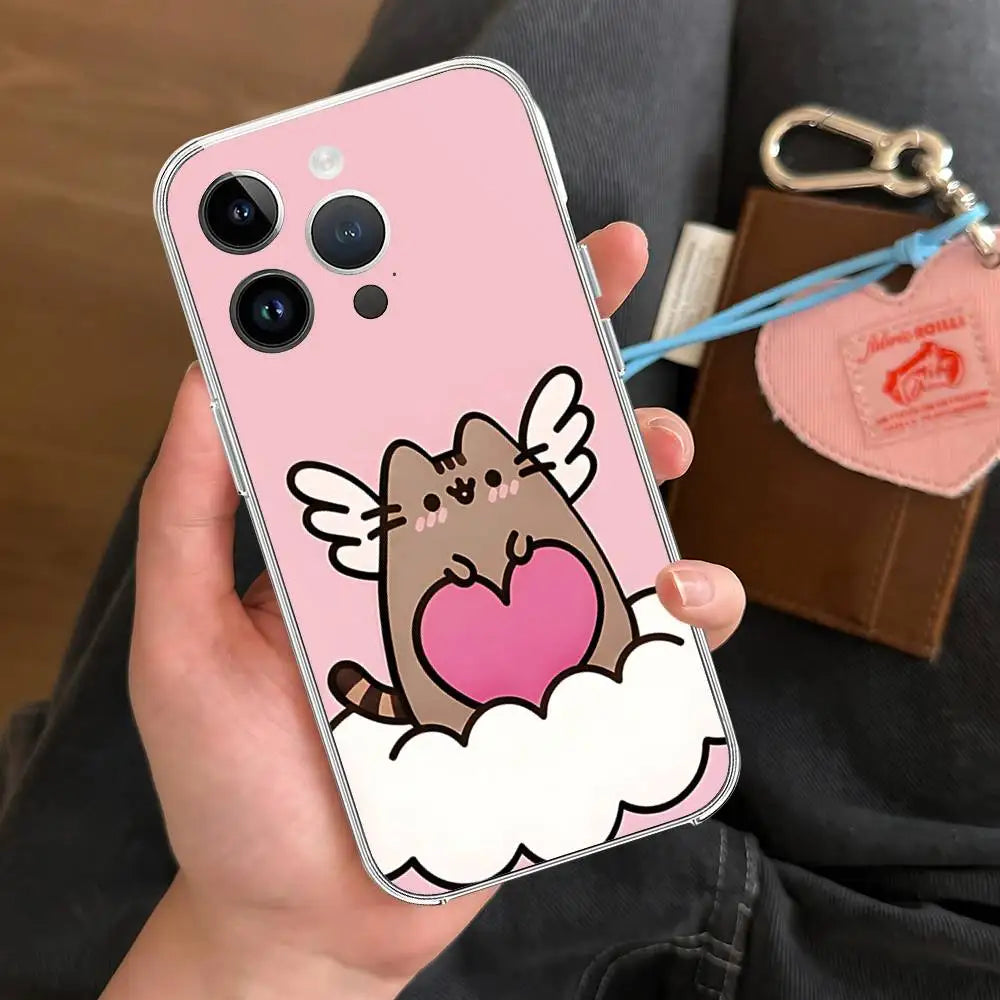 Kawaii P-Pusheens CUTE Phone Case Transparent Phone Case For IPhone 17 16 Pro Max 15 14 13 12 11 Shockproof Protective Cover