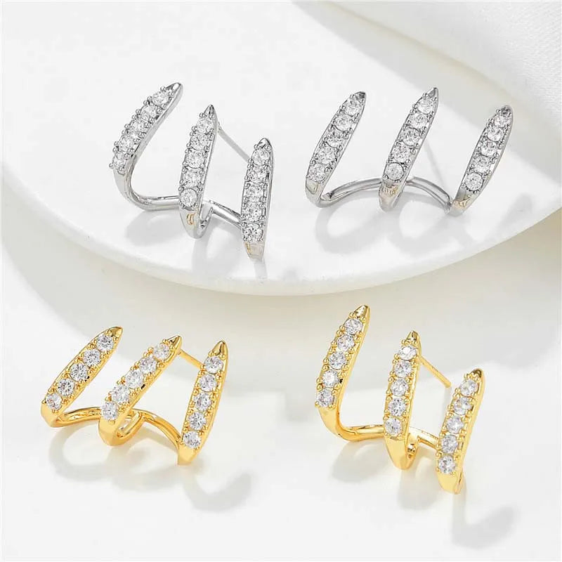 Fashion Silver Color Claws Stud Earrings For Women Exquisite Shiny CZ Zircon Temperament Earrings Wedding Jewelry 2026