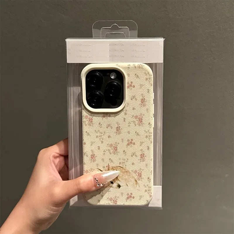 Cute Deer and Full Floral Pattern Design Shockproof Phone Case For iPhone 11 12 13 14 15 16 17 Pro Max Plus 17 Air Phone Cover