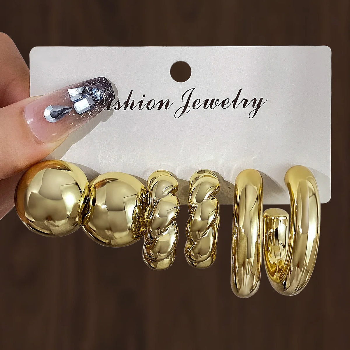 LATS 6pcs/set Chunky Gold/Silver  Plated Vintage Minimalist Smooth Circle Hoop Earring Set for Women Bohemia Fashion Jewelry Gifts