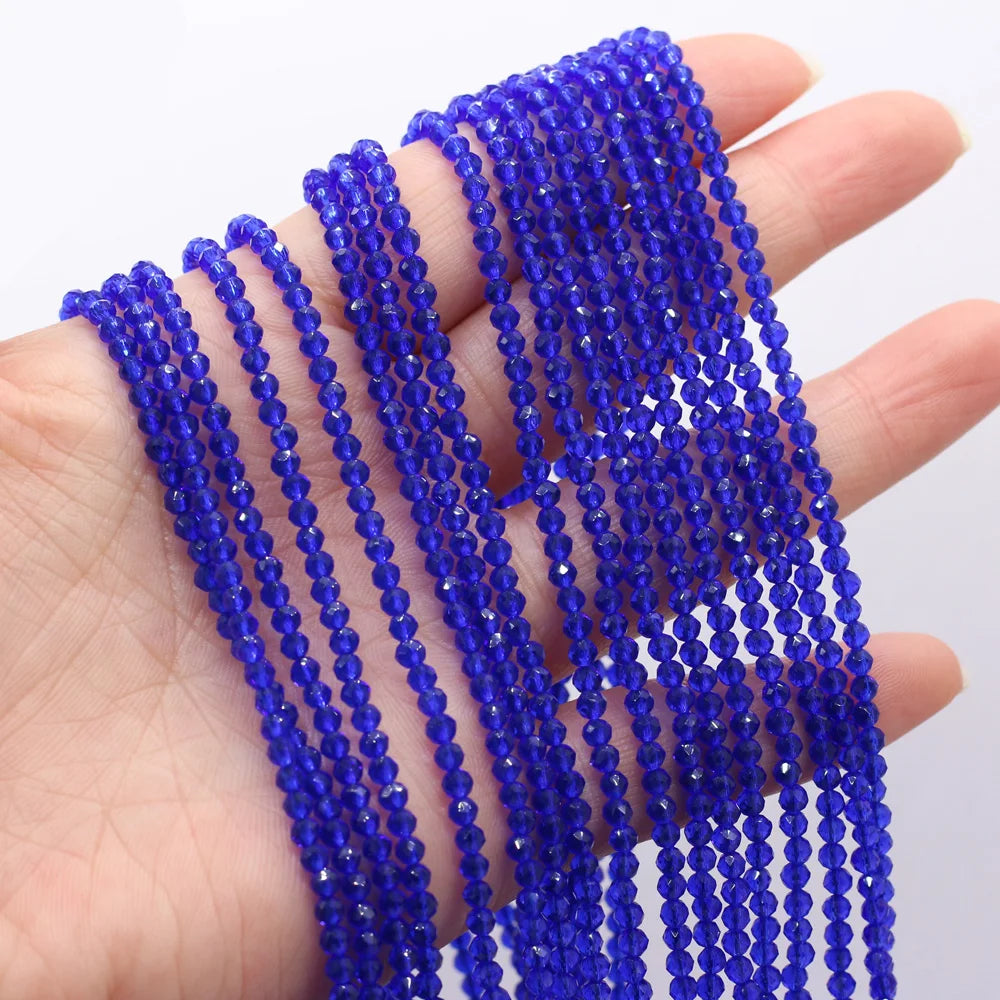 5 Strands 2mm 3mm Natural Stone Small Beads Hydro Round Faceted Crystal Spacer Glass Beads Bracelet DIY Jewelry Making Necklace