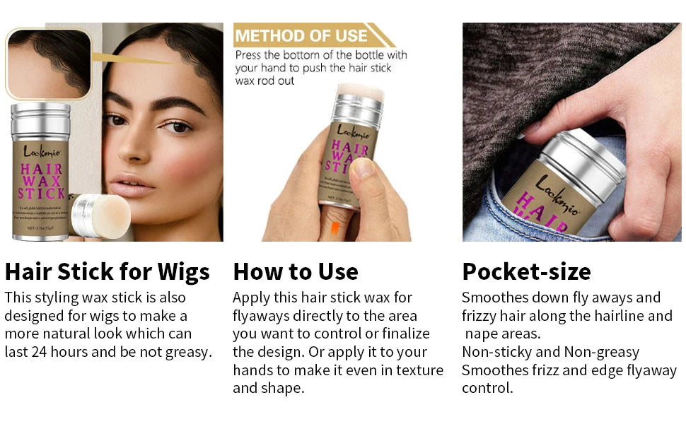 Baby Bangs Styling Gel Hair Pomade Edge Control Wax for Wig Women 24 HRS