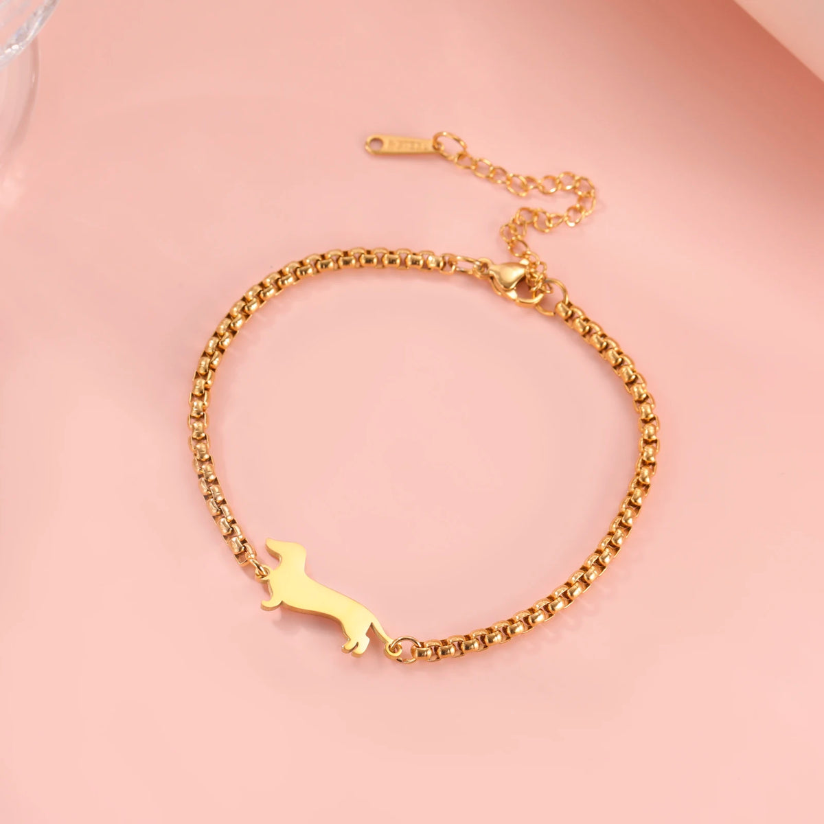 Cute Dachshund Dog Stainless Steel Bracelet for Women's Valentine's Day Commemorative Day Jewelry and Gift Wholesale