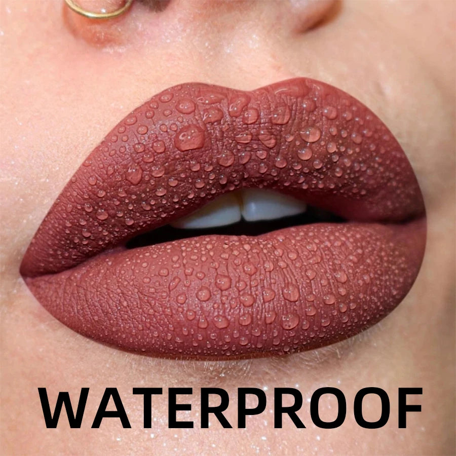 Matte Velvet Lip Gloss Waterproof Liquid Lipstick Nude Black Lips Tint Makeup Lip Glaze Cosmetics Red Lip Stain Beauty