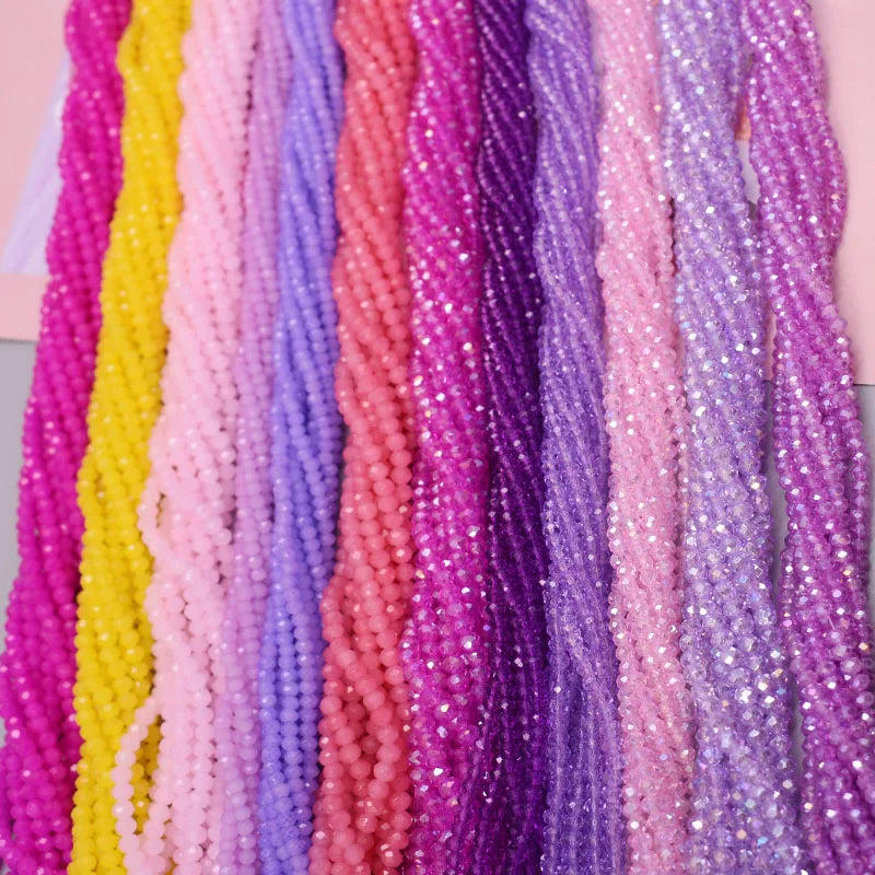 1 2 3 4mm Rose Red Dyeing Rondelle Crystal Glass Beads Flat Faceted Loose Spacer Glass Beads for Jewelry Making Jewelry DIY