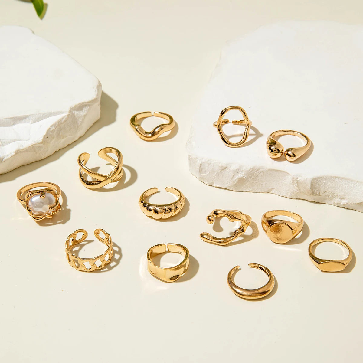 Tocona Fashion Elegant Circle Geometry Opening Joint Rings Set for Women Men Trendy Alloy Heavy Metal Party Wedding Jewelry