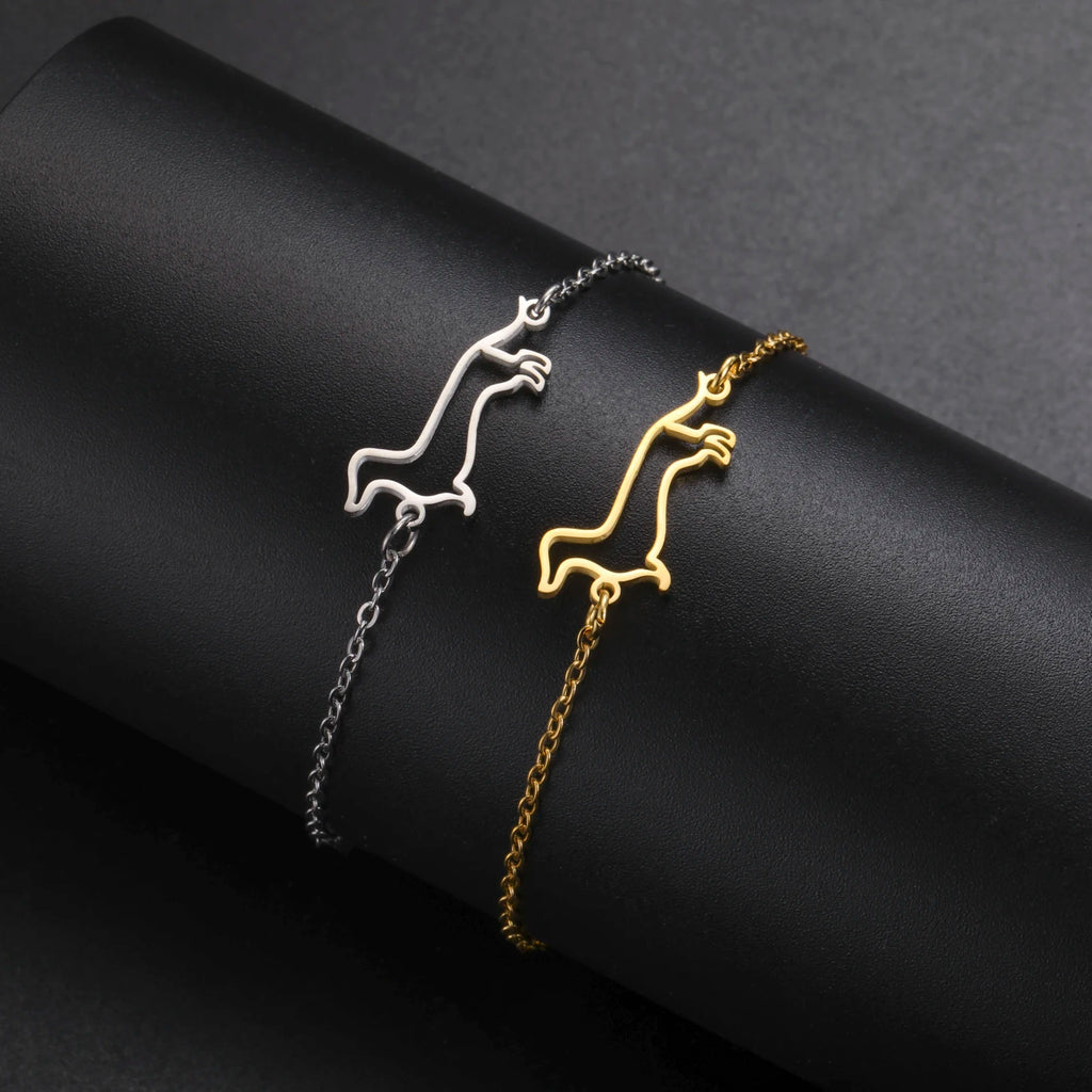 Cute Dachshund Dog Stainless Steel Bracelet for Women's Valentine's Day Commemorative Day Jewelry and Gift Wholesale