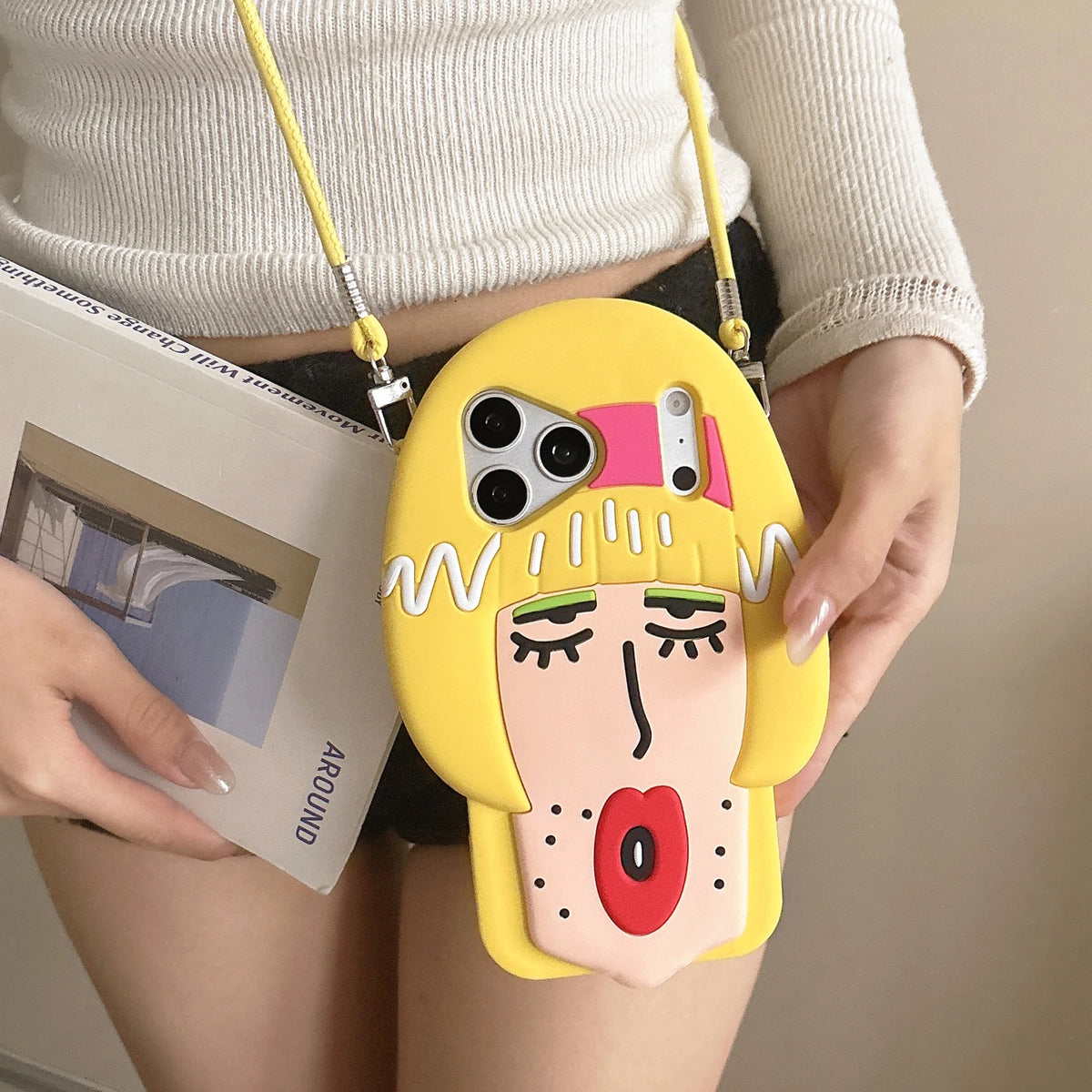 3D Cartoon Cute Plain Woman Phone Case for iPhone 17 Pro Max 16 15 14 13 Back Cover Gift