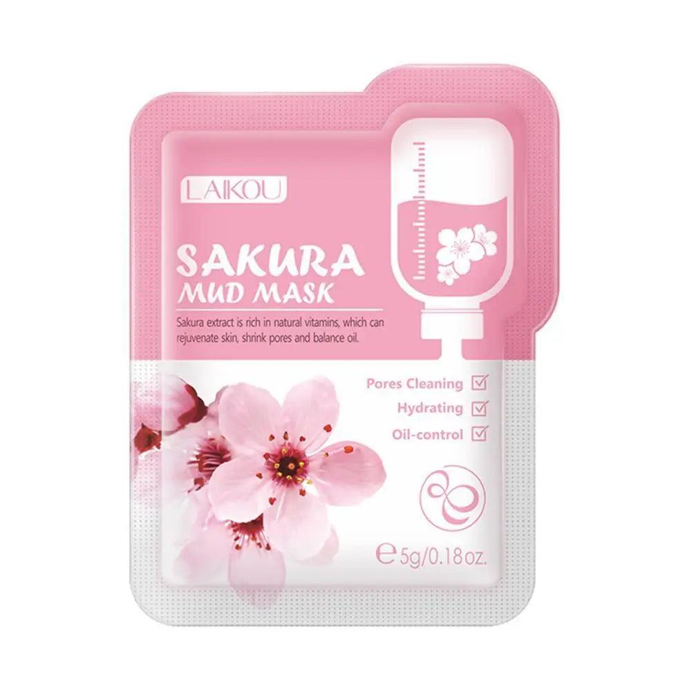 Japan Sakura Mud Face Mask Deep Cleansing Remove Blackheads Oil-Control Clay Mask