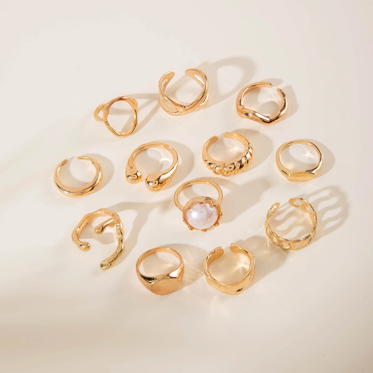 Tocona Fashion Elegant Circle Geometry Opening Joint Rings Set for Women Men Trendy Alloy Heavy Metal Party Wedding Jewelry