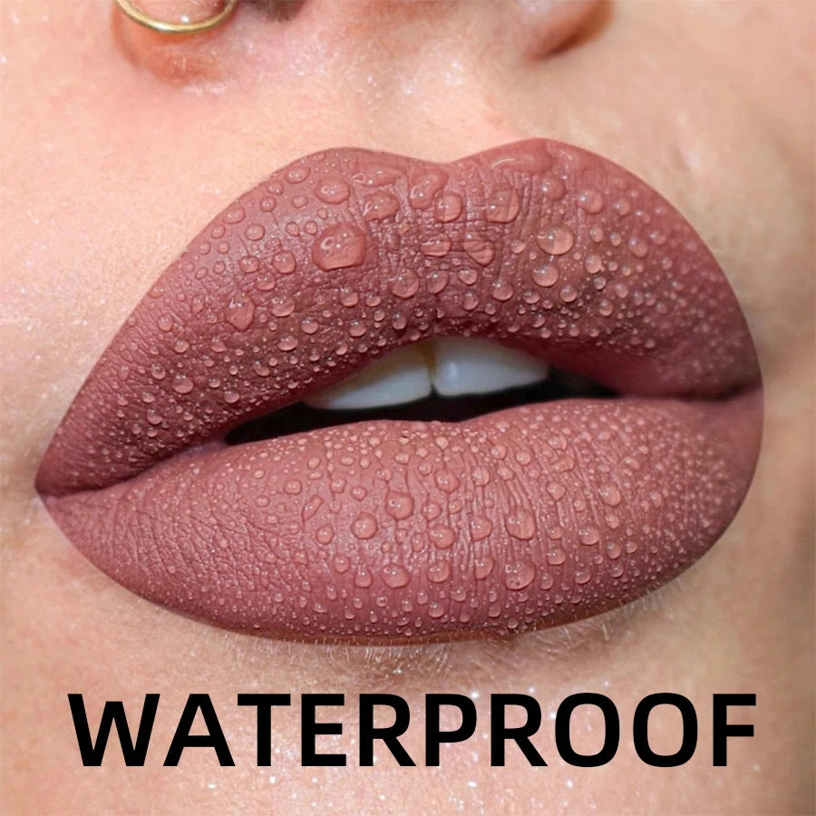 Matte Velvet Lip Gloss Waterproof Liquid Lipstick Nude Black Lips Tint Makeup Lip Glaze Cosmetics Red Lip Stain Beauty