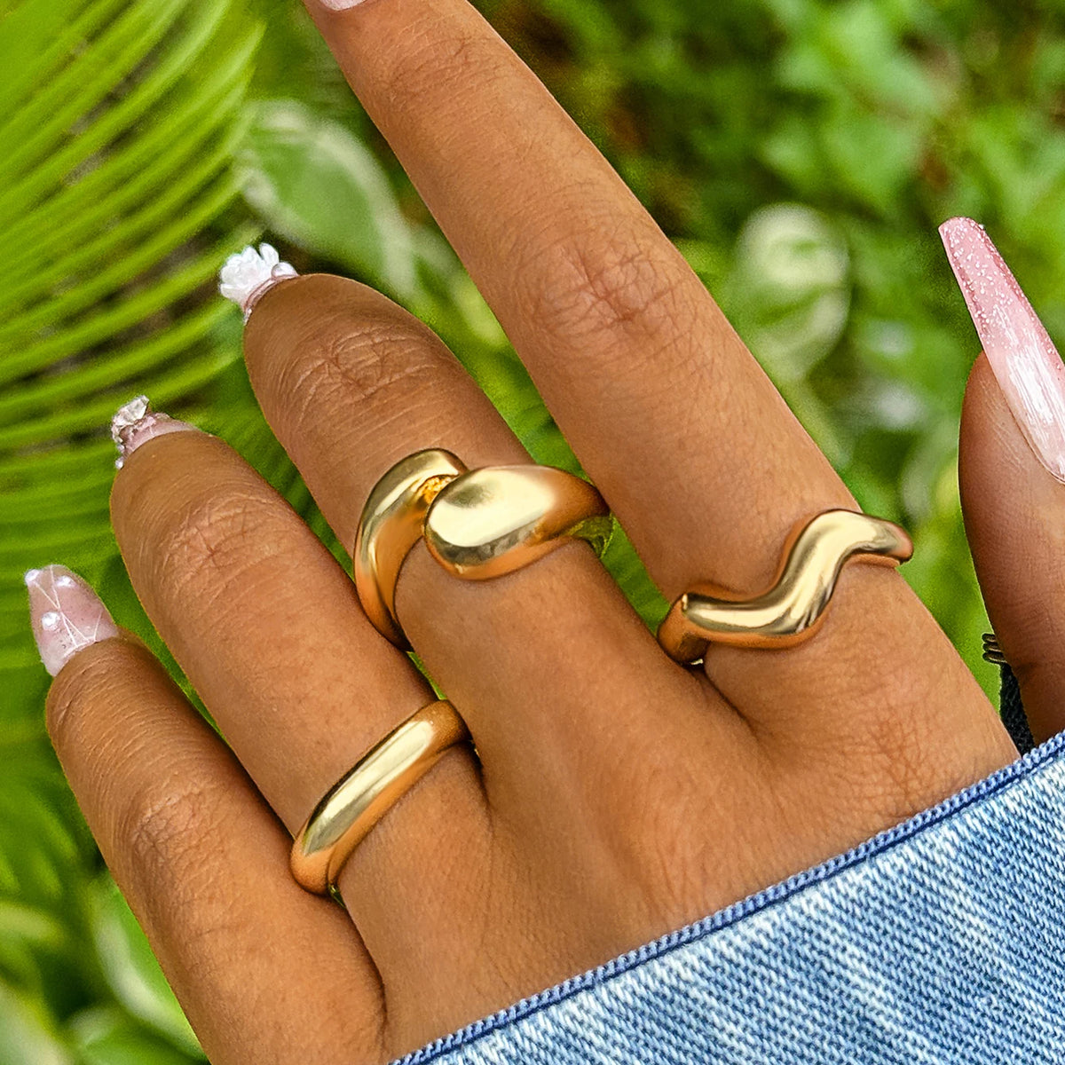 Tocona Fashion Elegant Circle Geometry Opening Joint Rings Set for Women Men Trendy Alloy Heavy Metal Party Wedding Jewelry