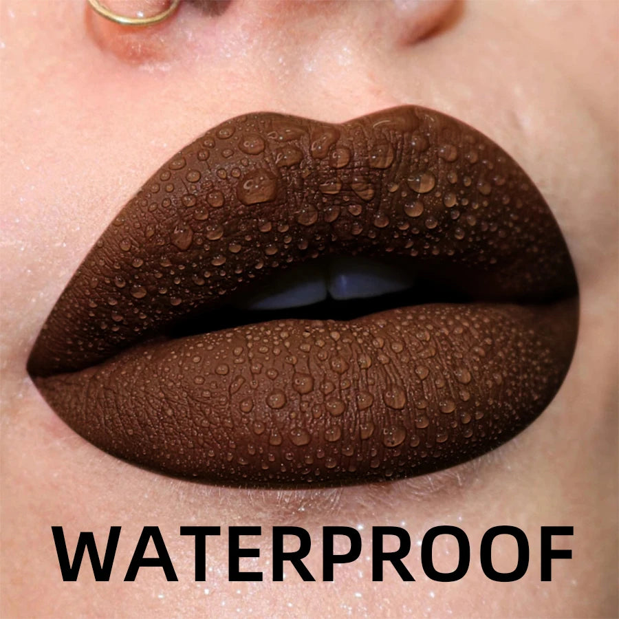 Matte Velvet Lip Gloss Waterproof Liquid Lipstick Nude Black Lips Tint Makeup Lip Glaze Cosmetics Red Lip Stain Beauty