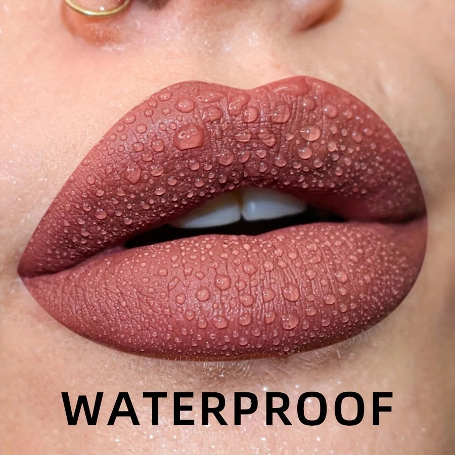 Matte Velvet Lip Gloss Waterproof Liquid Lipstick Nude Black Lips Tint Makeup Lip Glaze Cosmetics Red Lip Stain Beauty