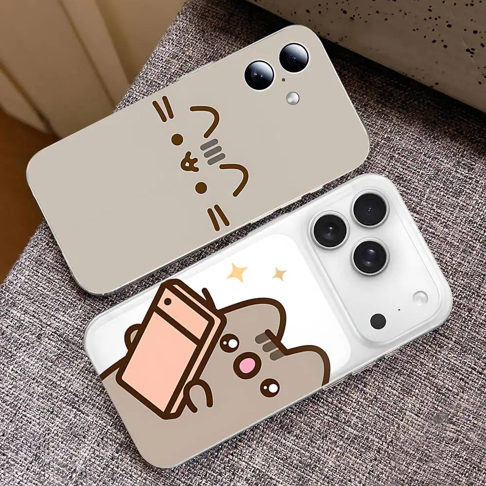 Kawaii P-Pusheens CUTE Phone Case Transparent Phone Case For IPhone 17 16 Pro Max 15 14 13 12 11 Shockproof Protective Cover