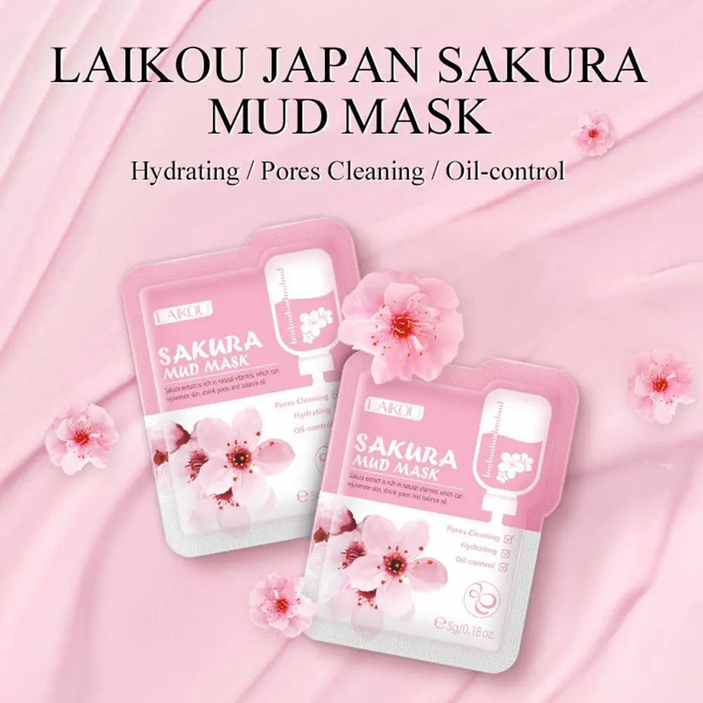 Japan Sakura Mud Face Mask Deep Cleansing Remove Blackheads Oil-Control Clay Mask