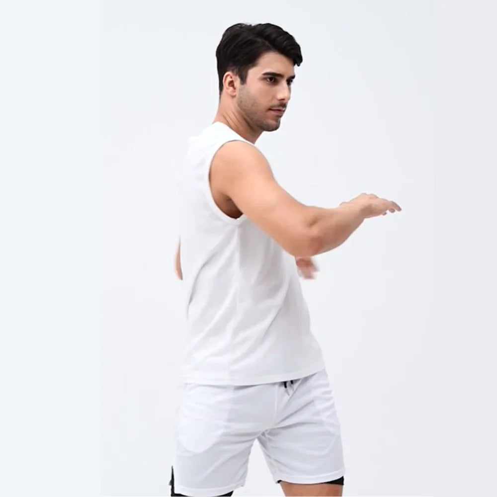 Men Quick Dry Running T-Shirts Compression Vest Sleeveless Quick-Drying Jersey Training Shirt Gym Mens Tank Top