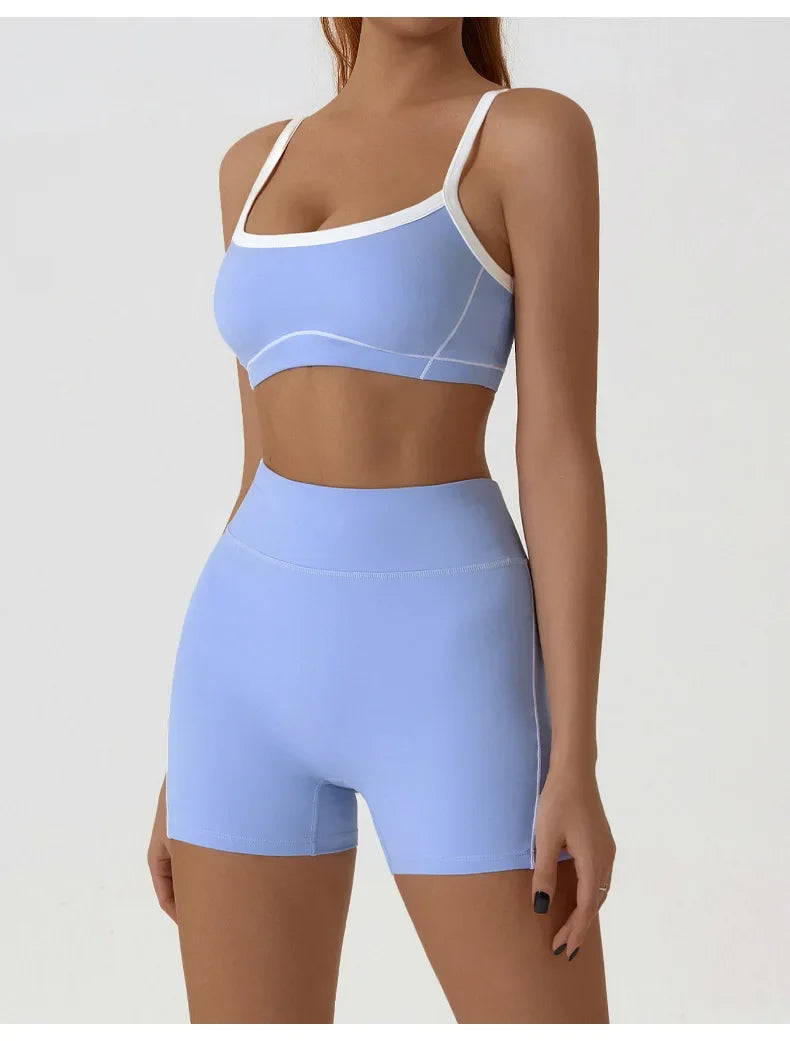 Yoga Sport Outfit For Woman Fitness Women's Two Pieces Short Pant Sets Suits Tracksuit Sportswear Woman Gym Yoga Workout Clothes
