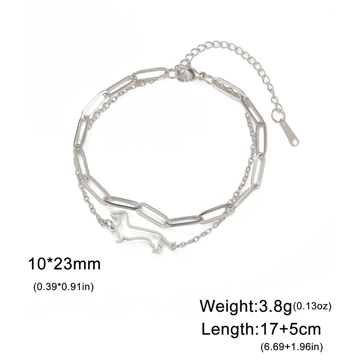 Cute Dachshund Dog Stainless Steel Bracelet for Women's Valentine's Day Commemorative Day Jewelry and Gift Wholesale