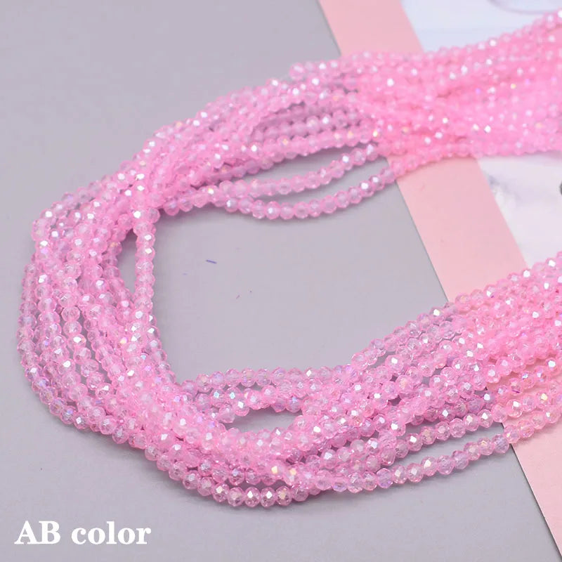 1 2 3 4mm Rose Red Dyeing Rondelle Crystal Glass Beads Flat Faceted Loose Spacer Glass Beads for Jewelry Making Jewelry DIY