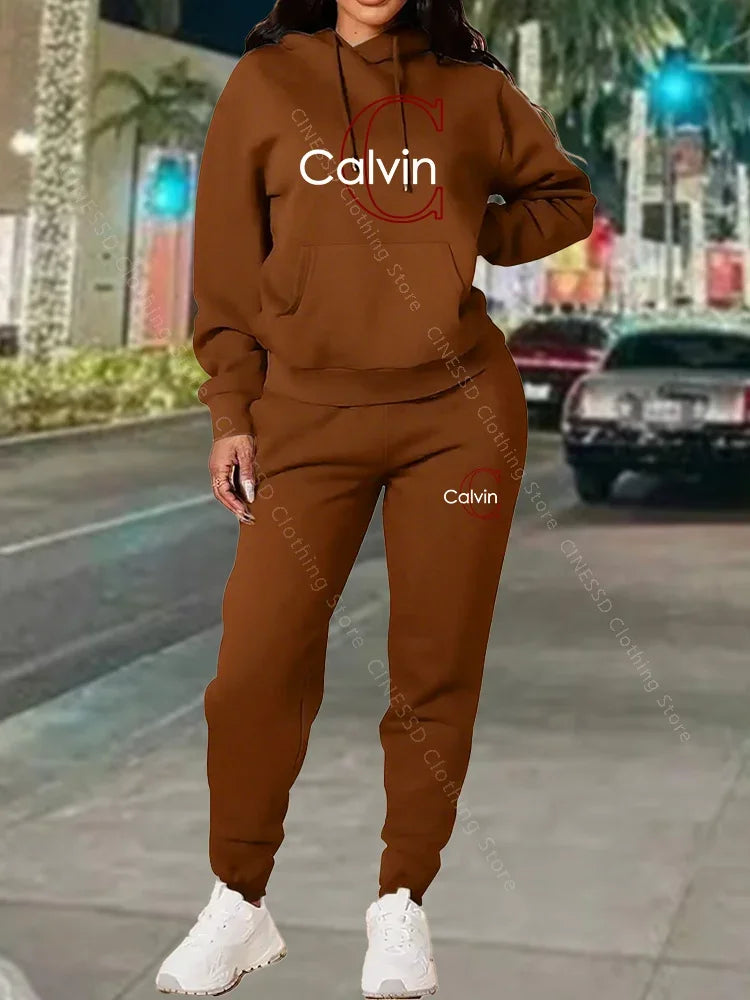 Women's Tracksuit Hoodies Pants Matching Set Fall Winter Athleisure Luxury Designer Aesthetic Jogging Sweatpants Set for Woman