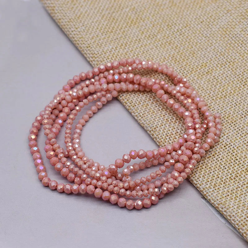 1 2 3 4mm Rose Red Dyeing Rondelle Crystal Glass Beads Flat Faceted Loose Spacer Glass Beads for Jewelry Making Jewelry DIY
