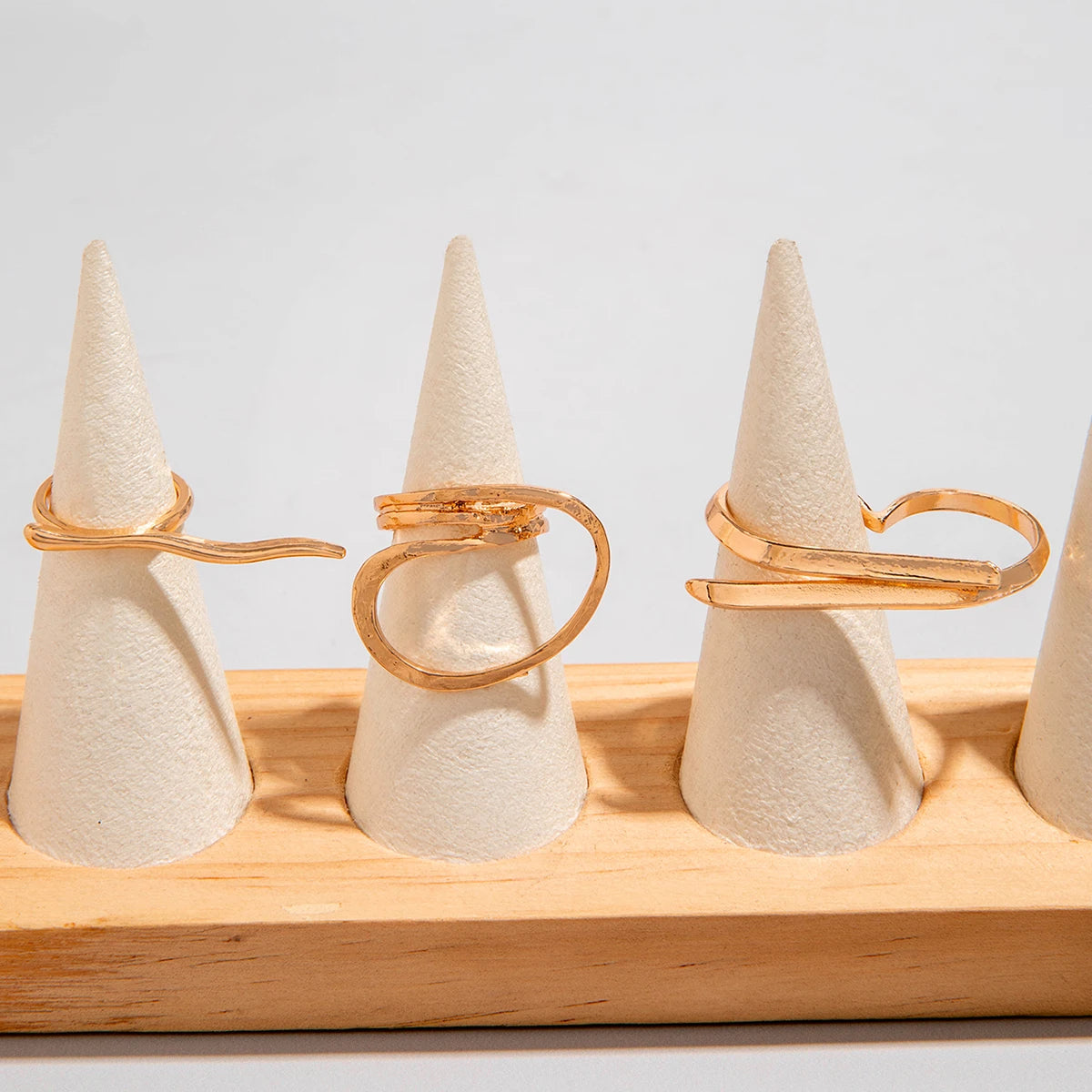 Docona Fashion Elegant Stacking Gold Colour Rings Geometric Design Ring Set Accessories Daily Festival Party Gifts 27910