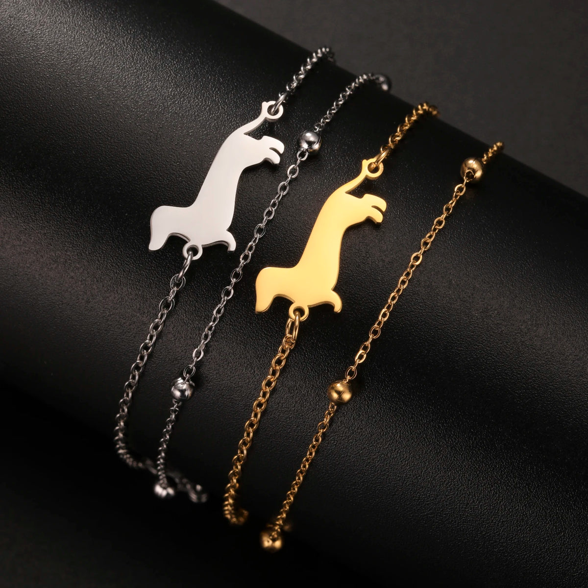 Cute Dachshund Dog Stainless Steel Bracelet for Women's Valentine's Day Commemorative Day Jewelry and Gift Wholesale