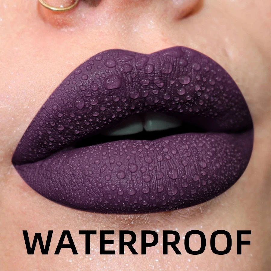 Matte Velvet Lip Gloss Waterproof Liquid Lipstick Nude Black Lips Tint Makeup Lip Glaze Cosmetics Red Lip Stain Beauty
