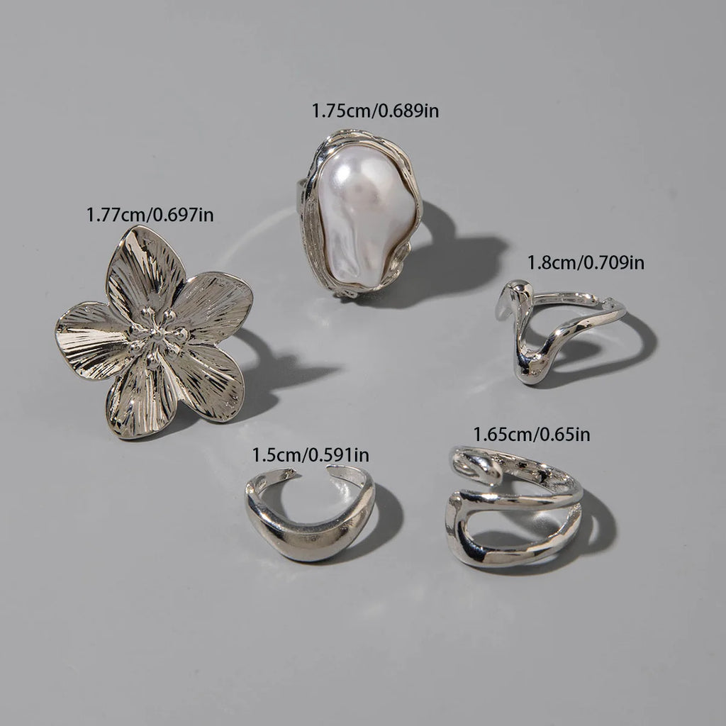 Tocona Fashion Elegant Circle Geometry Opening Joint Rings Set for Women Men Trendy Alloy Heavy Metal Party Wedding Jewelry