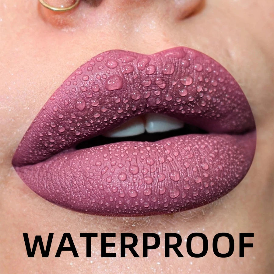 Matte Velvet Lip Gloss Waterproof Liquid Lipstick Nude Black Lips Tint Makeup Lip Glaze Cosmetics Red Lip Stain Beauty