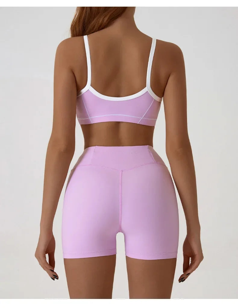 Yoga Sport Outfit For Woman Fitness Women's Two Pieces Short Pant Sets Suits Tracksuit Sportswear Woman Gym Yoga Workout Clothes
