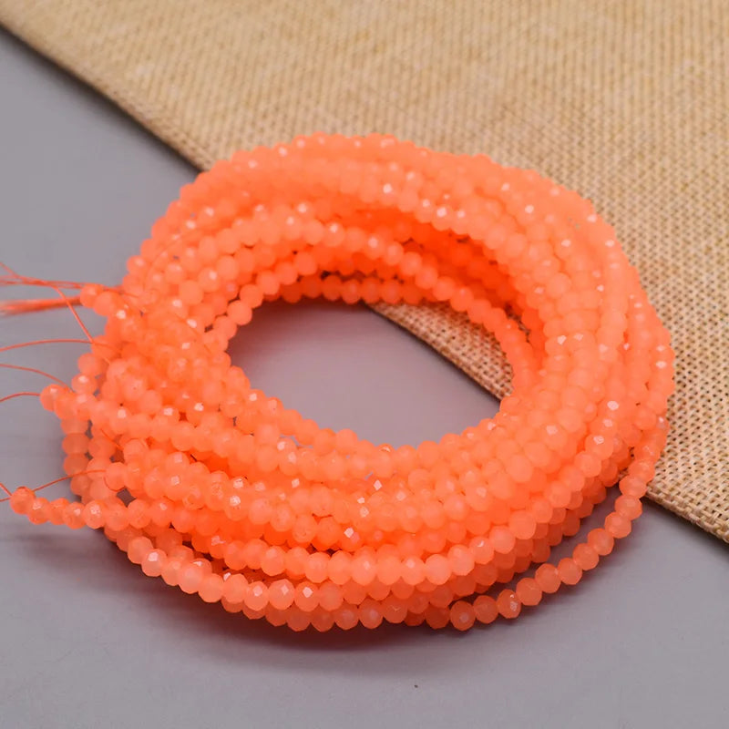 1 2 3 4mm Rose Red Dyeing Rondelle Crystal Glass Beads Flat Faceted Loose Spacer Glass Beads for Jewelry Making Jewelry DIY