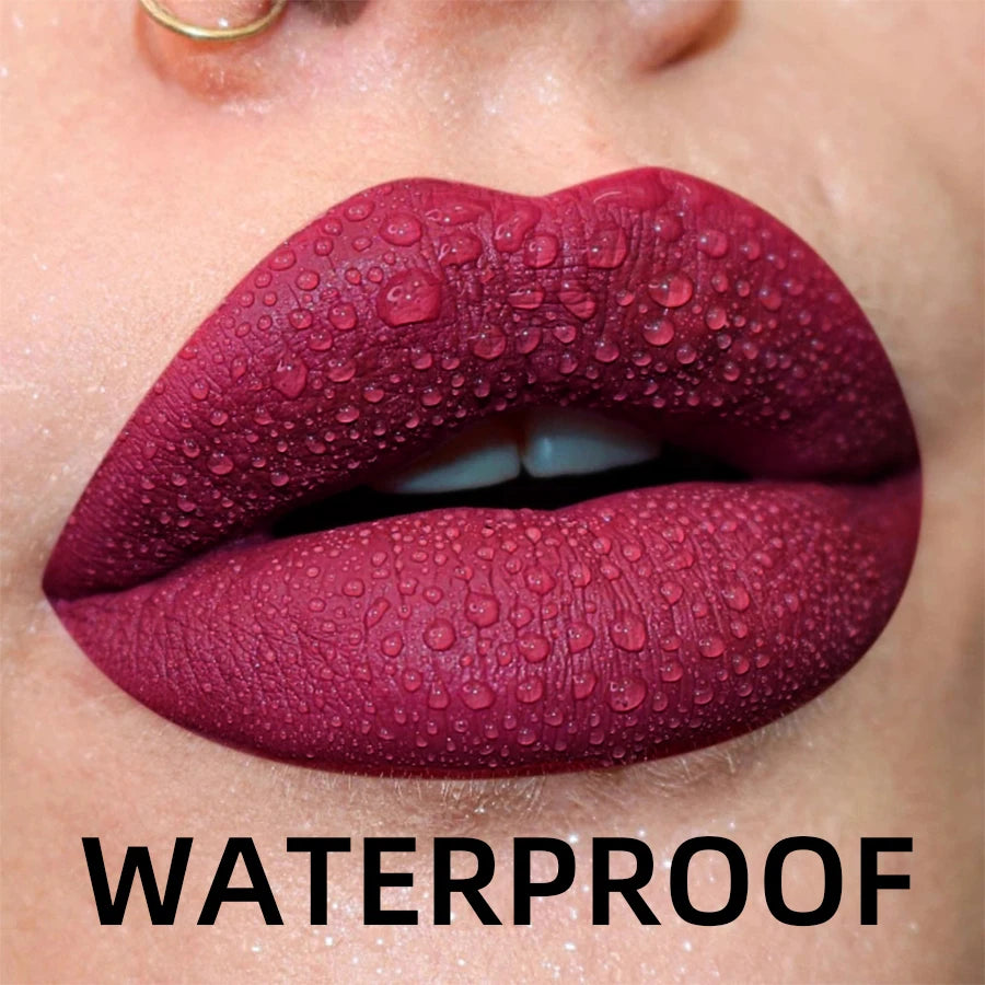 Matte Velvet Lip Gloss Waterproof Liquid Lipstick Nude Black Lips Tint Makeup Lip Glaze Cosmetics Red Lip Stain Beauty