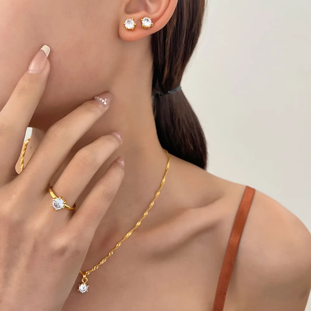 5Pcs Elegant Crystal Jewelry Set