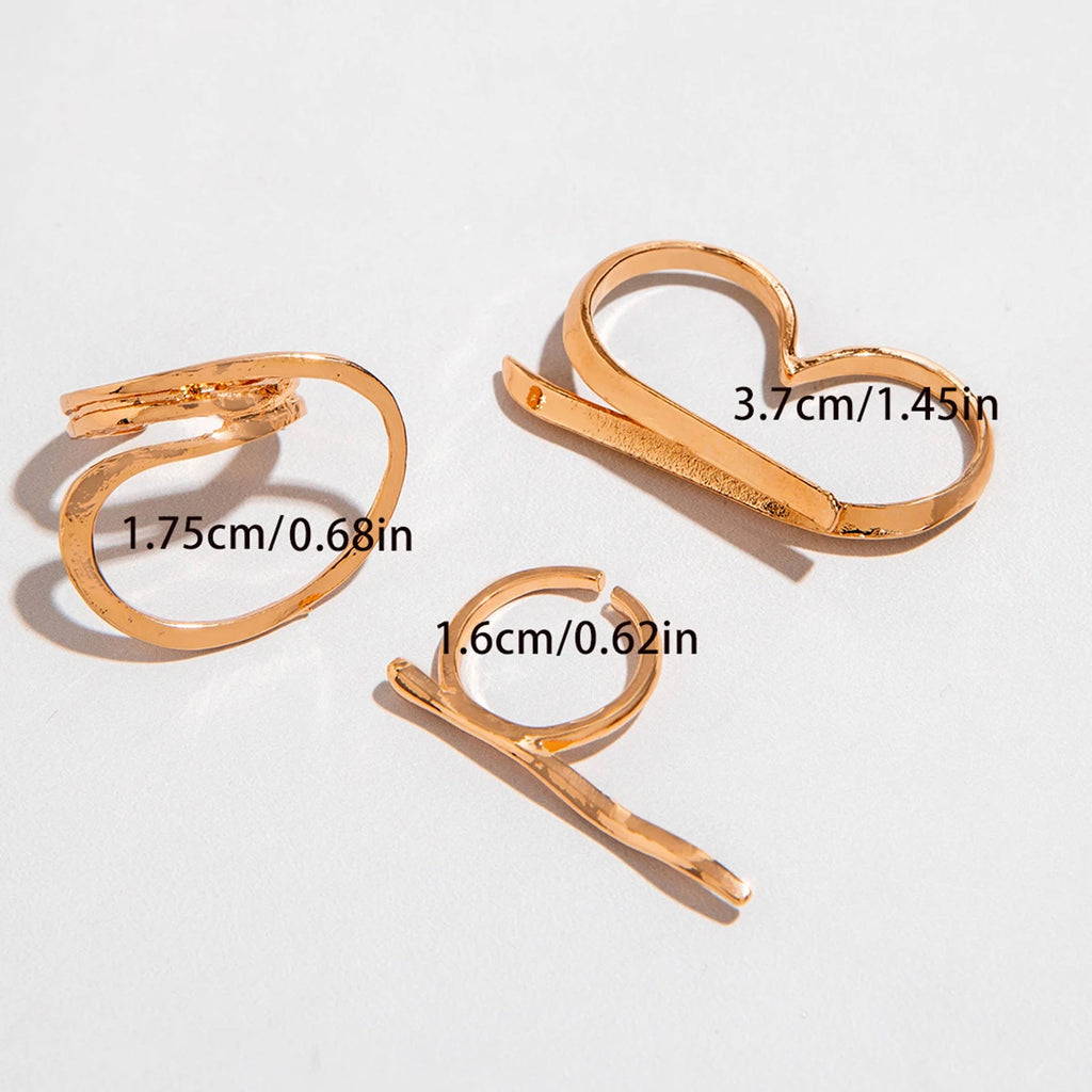 Docona Fashion Elegant Stacking Gold Colour Rings Geometric Design Ring Set Accessories Daily Festival Party Gifts 27910