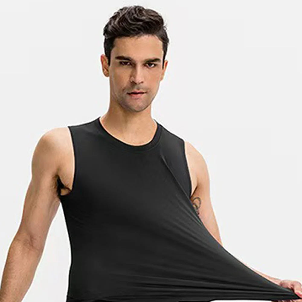 Men Quick Dry Running T-Shirts Compression Vest Sleeveless Quick-Drying Jersey Training Shirt Gym Mens Tank Top