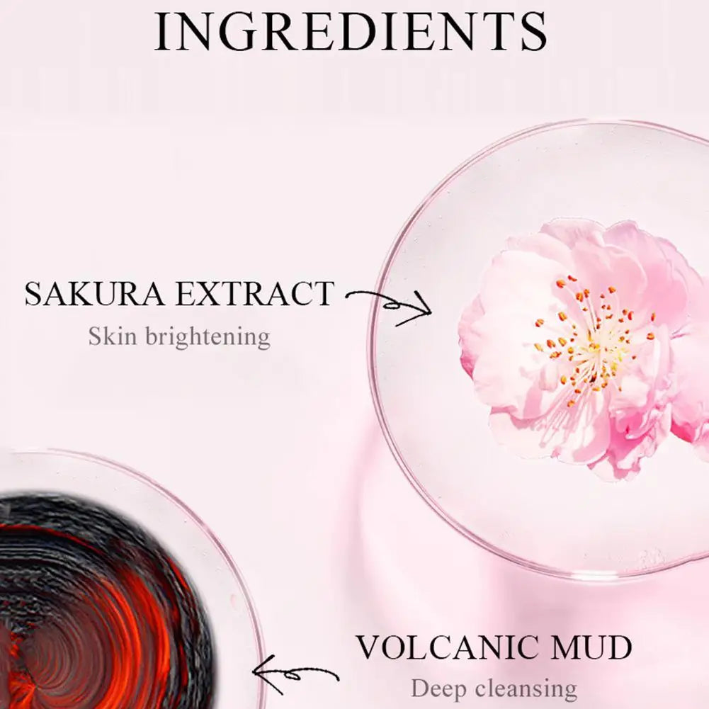 Japan Sakura Mud Face Mask Deep Cleansing Remove Blackheads Oil-Control Clay Mask