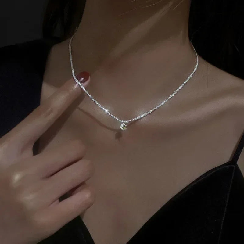 Gold Color Stainless Steel Water Drop Tassel Pendant Necklace for Women Clavicle Chain Paty Jewelry