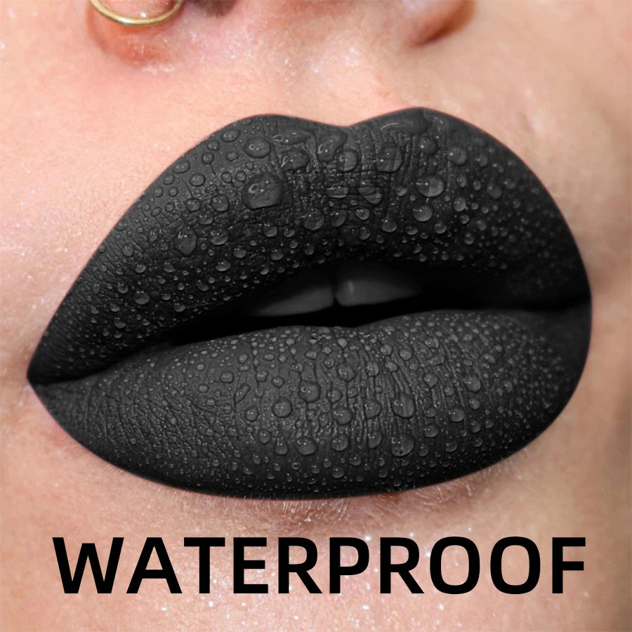 Matte Velvet Lip Gloss Waterproof Liquid Lipstick Nude Black Lips Tint Makeup Lip Glaze Cosmetics Red Lip Stain Beauty
