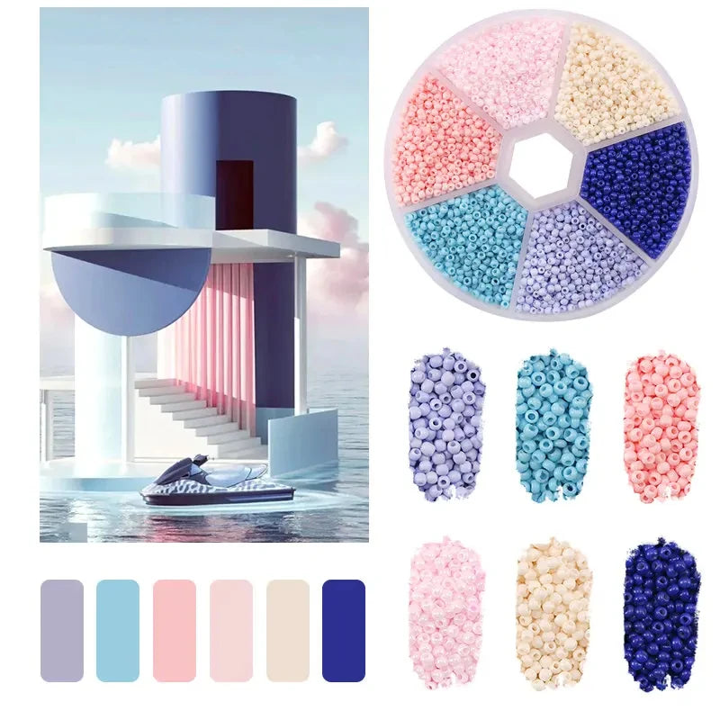 2mm Glass Seed Beads Kit Bracelet Making Kit Small Beads Assortment Colors Craft Loose Beads for Jewelry Making DIY Art Crafts