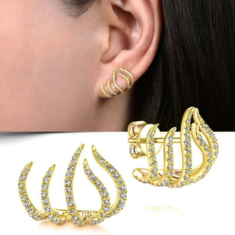 Fashion Silver Color Claws Stud Earrings For Women Exquisite Shiny CZ Zircon Temperament Earrings Wedding Jewelry 2026